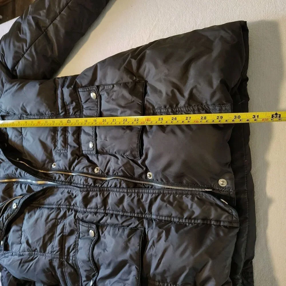 Michael Kors Women’s Black Hooded Puffer Coat Quilted Zip Snap Jacket Size Small